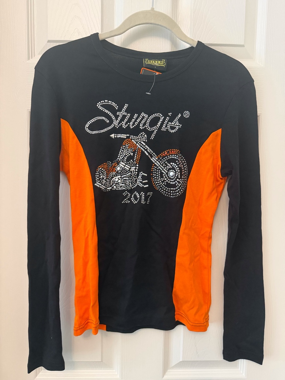 Sturgis 2017 Rhinestone Motorcycle Long Sleeve Top Size L